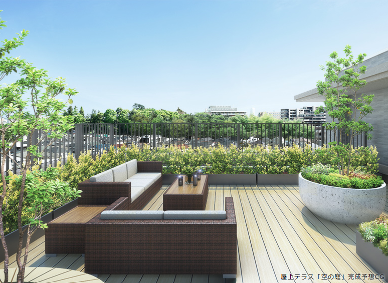 デュオセーヌ江古田の森公園  開放的な屋上テラス「空の庭」